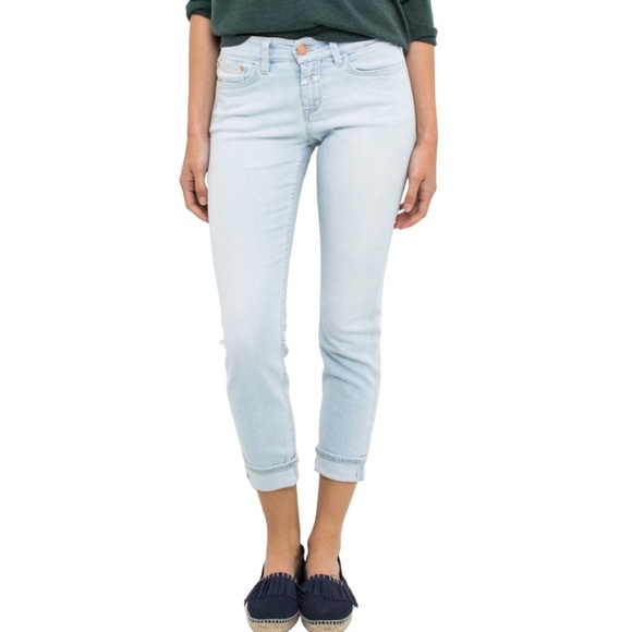 Closed Baker Slim Mid Rise Crop in Light Blue Wash Denim Jeans Women's Size 28 - Picture 1 of 14